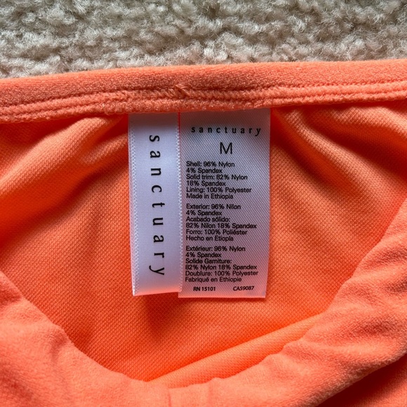 NWT Sanctuary Sandbar Solid Underwire Bra Swim Velour Bikini Set Peach M - Picture 3 of 3